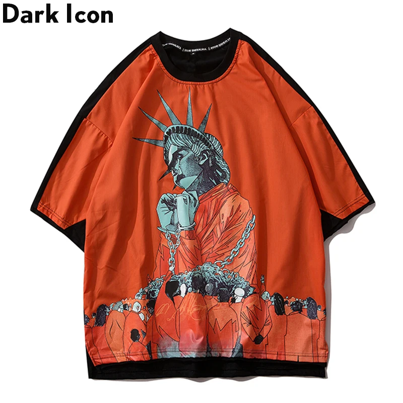 Футболка в стиле хип-хоп Dark Icon Spoof Statue of Liberty Мужская футболка с вырезом лодочкой