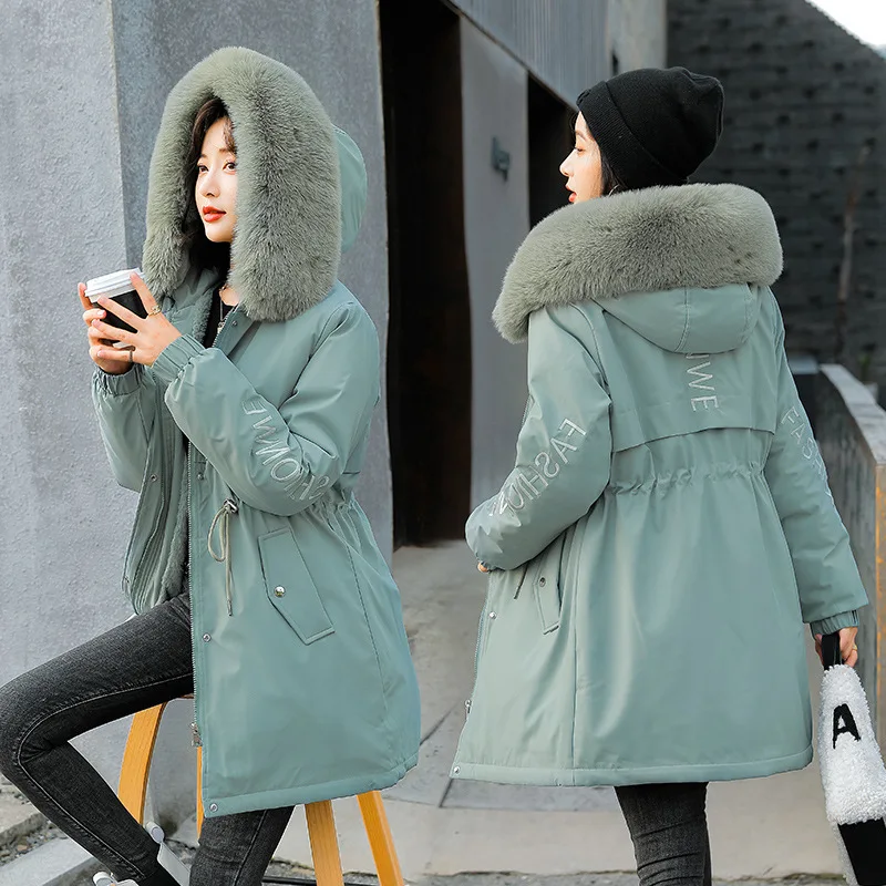 Coats and Jackets Winter Coat Women Elegant Cotton Long 2021 Ladies Clothes The New Thicken Velvet Send To Overcome
