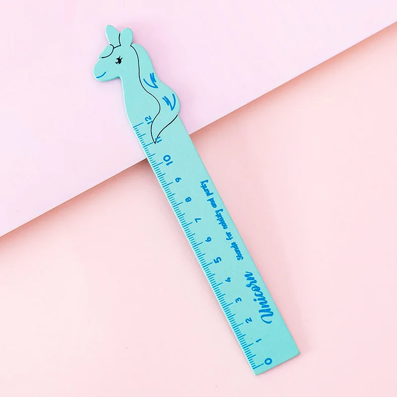 Мультяшная линейка креативный Единорог деревянная 12 см Канцелярские