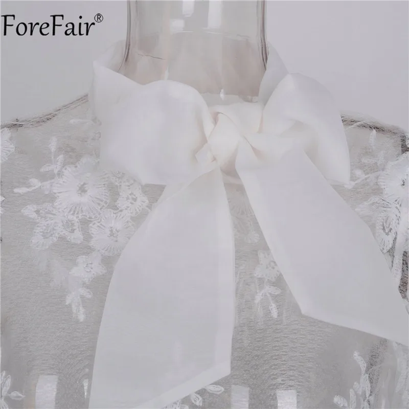 Forefair/белая кружевная блузка с длинными рукавами фонариками сезон весна лето