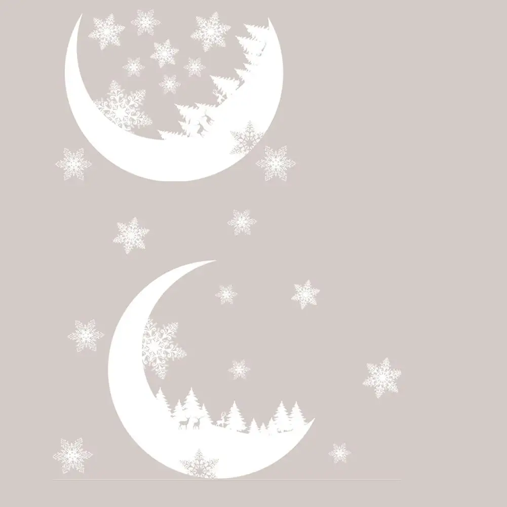 2020 Рождественский снег Луна наклейки на стену оконное стекло раздел аппликация