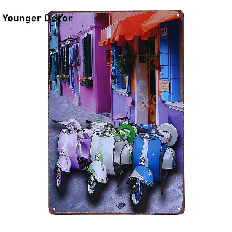 Европейский автомобильный гараж металлический знак итальянский скутер Vespa