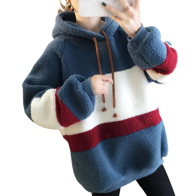 Rurouisbeir Новинка весны 2020 толстовка из искусственного меха ягненка с капюшоном и