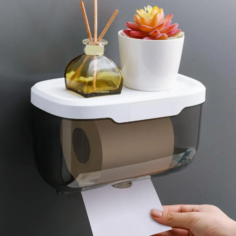 

Roll Holder Transparent Waterproof PP Toilet Paper Storage Tool for Bathroom