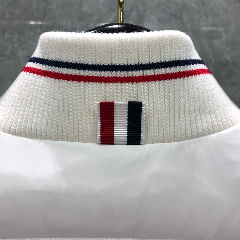 TB THOM Vest Winter Men's Jackets Fashion Brand Down Jacket Vest Matte Nylon Contrast RWB Stripe  Wholesale TB Thermal Vest
