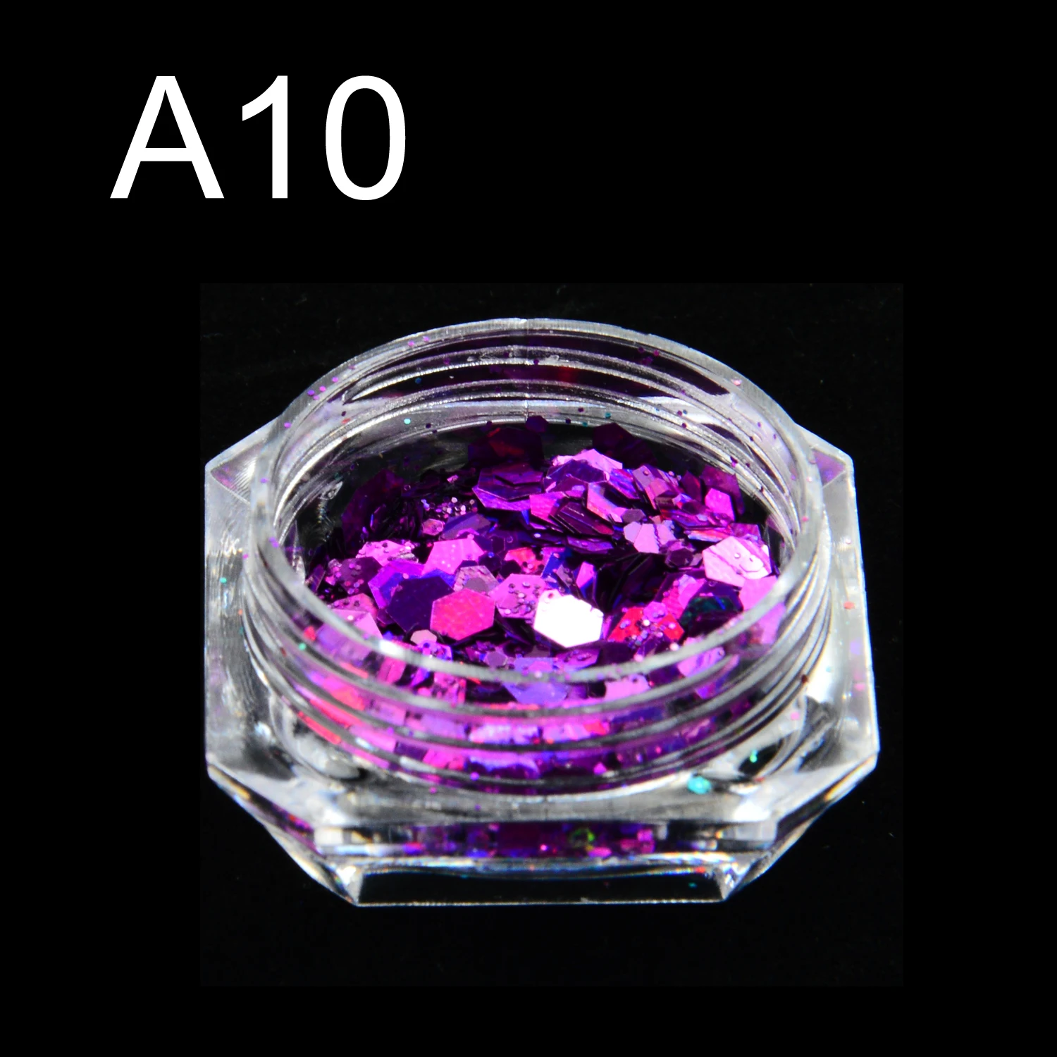 

WUF 1 PC Hexagon Holographic Nail Glitter Set Powder Nail Art Pigment DIY Flake Nail Art Decorations Dust Gel Manicure Pigment