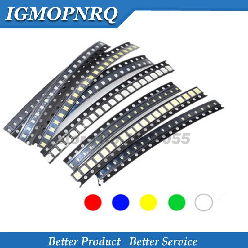 100 шт. = 5 цветов x 20 1210 1206 0805 0603 5050 светодиодный Диод в ассортименте SMD комплекте