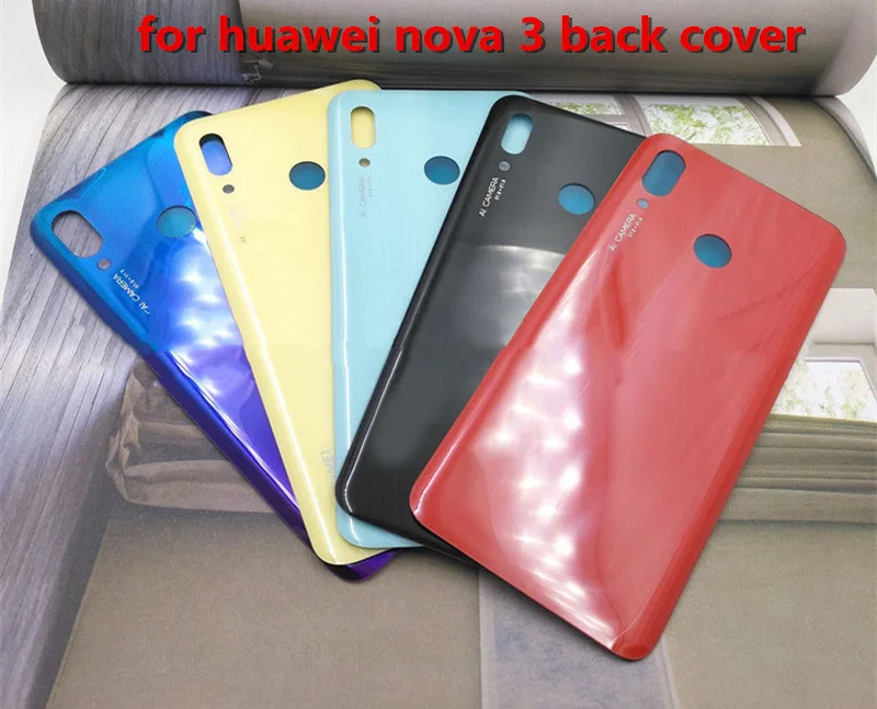 Крышка батарейного отсека для Huawei Nova 3 Задняя стеклянная крышка корпуса с камерой