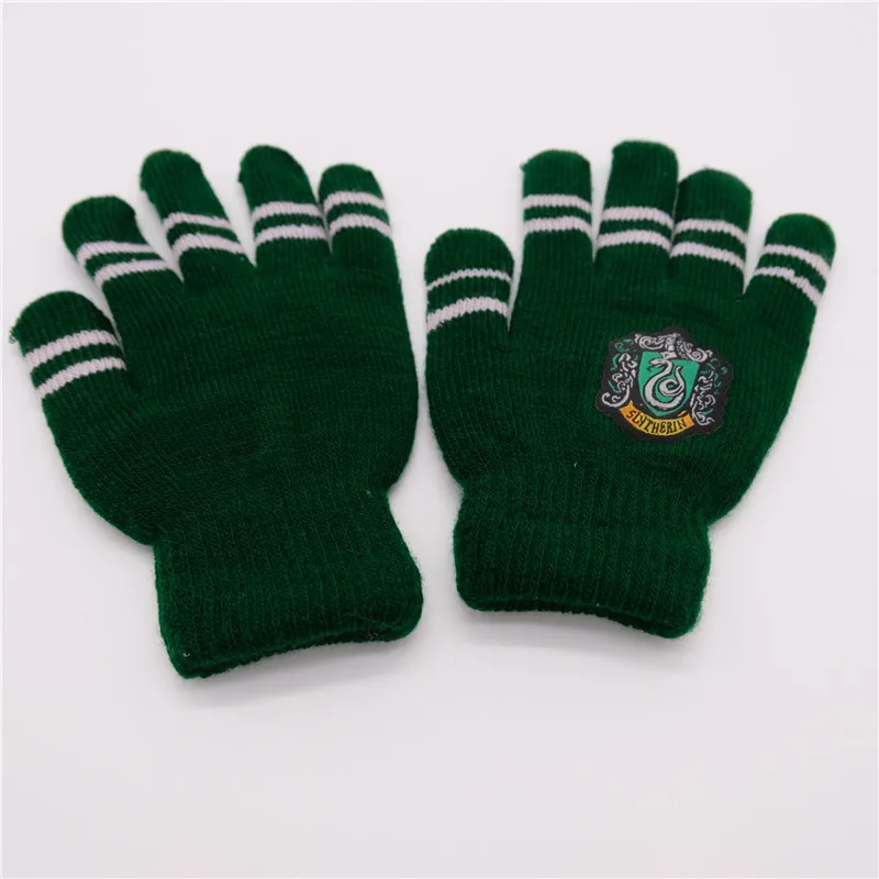 Slytherin Gloves Айниель Хогвартс школьный шарф для косплея Гермионы грэнджер Костюм Гриффиндор Слизерин Hufflepuff Ravenclaw шарф шейный платок шарф - Цвет: Slytherin Gloves