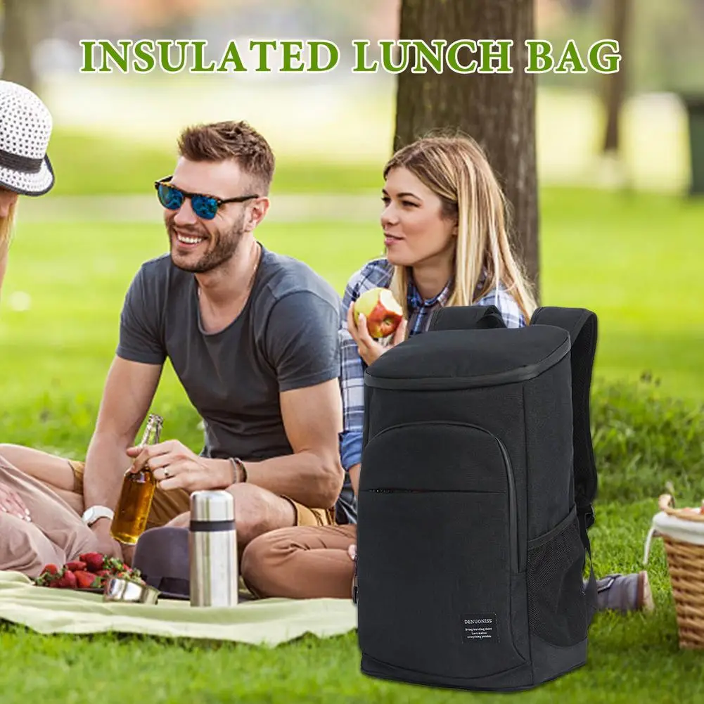 

28L Leakproof Backpack Insulated Lunch Bag Beach Camping Picnic Cooler Bag Oxford Cloth Large Capacity Fresh-keeping Rucksack