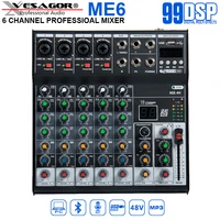 professional mixer me6 6channel bluetooth mixer dj mixing console with reverb effect for home karaoke usb live stage mixer