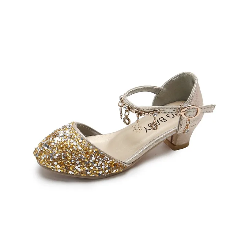 Женские босоножки с ремешком на щиколотке туфли невесты бусинами и золотыми