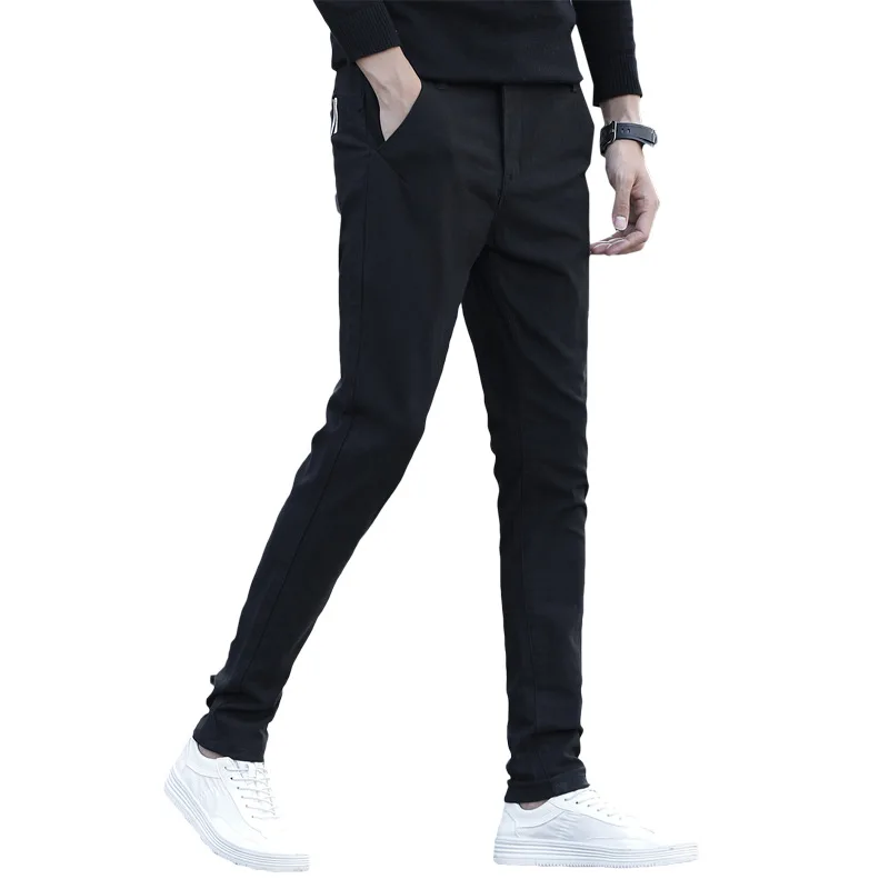 Бесплатная доставка осень 2019 Мужские Простые эластичные облегающие брюки