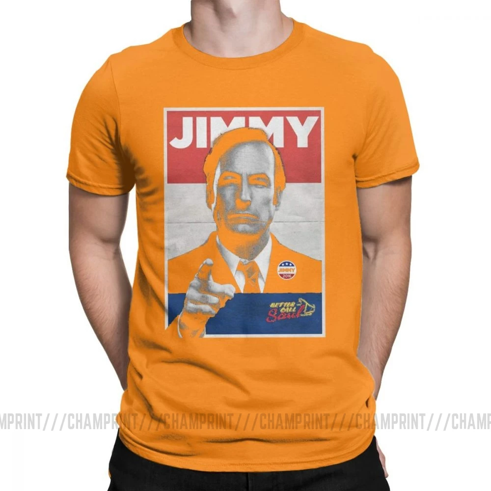 Мужские футболки с надписью «Vote Jimmy The Lawyers Better Call Saul», футболки с коротким рукавом для сериала Goodman, футболки из чистого хлопка - Цвет: Оранжевый