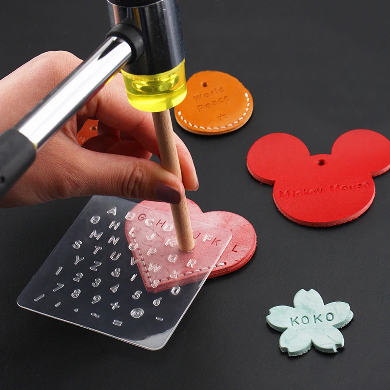 

3pcs Plastic Leather Punch Stamping Board Letter Number Engraved Emboss Pattern Hand-knocked Stamper Mold DIY Leathercarft Tool