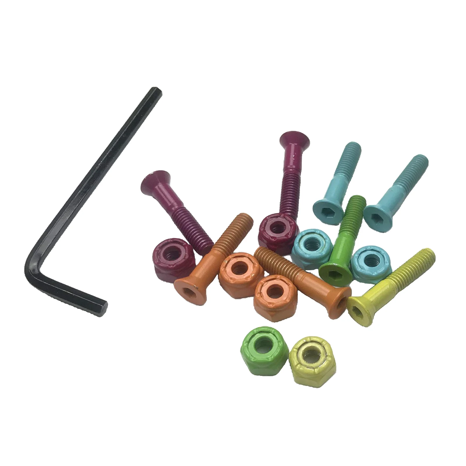

8x Colorful Longboard Skateboard Truck Hardware Screws with Wrench 1 Inch