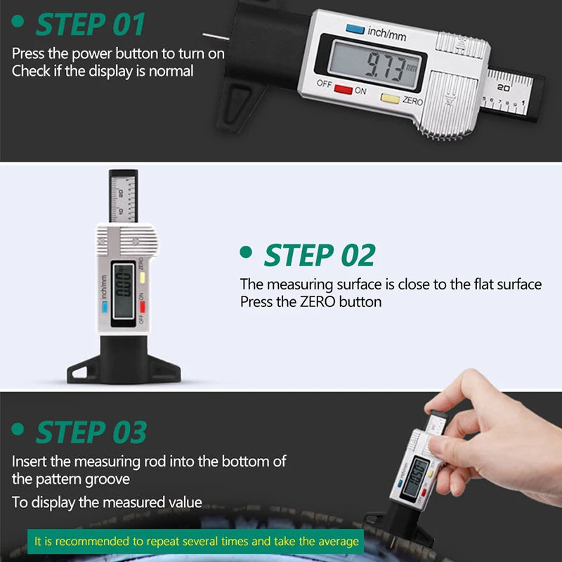 

INGBONT Tire Depth Thickness Gauge Caliper Measurer Tool Caliper Thickness Gauges Check Tester Measuring Tool