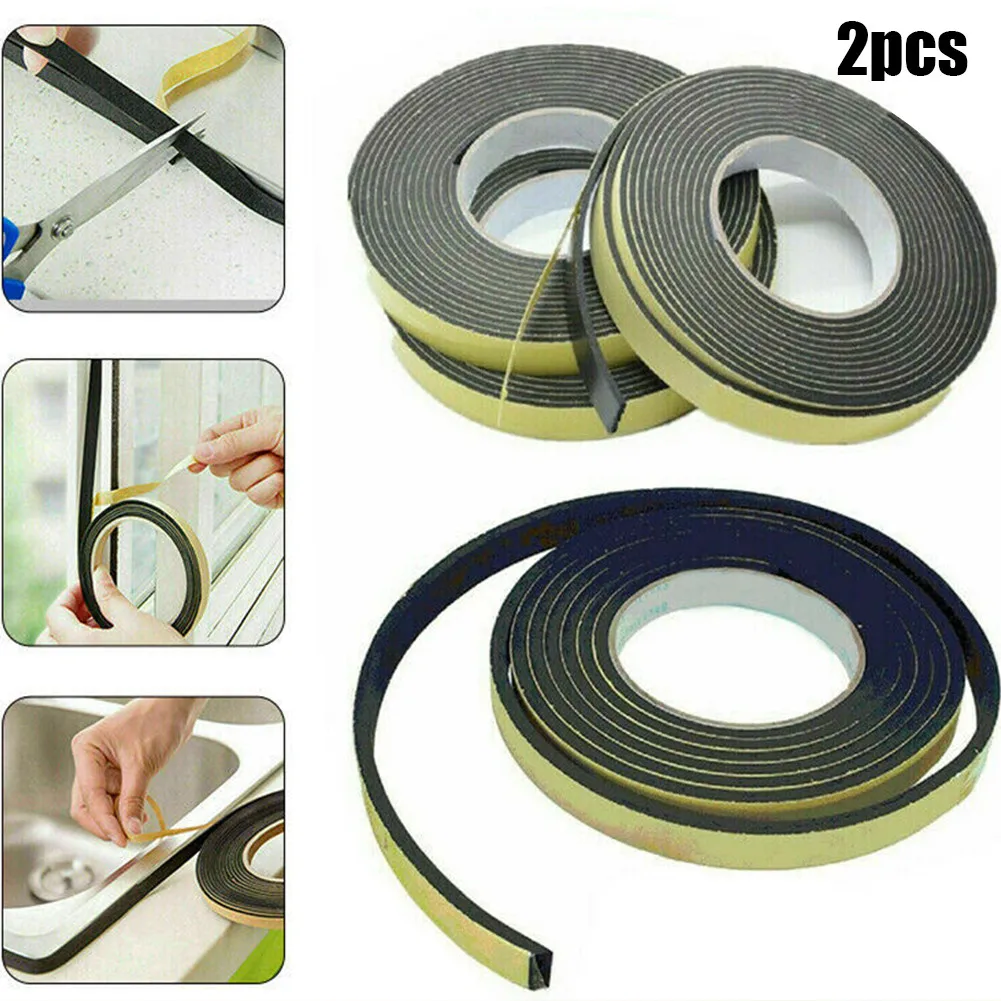 

2Pcs 5Metres EVA Foam Tape Draught Excluder Door Window Weather Seal Strip Single Sided Adhesive Waterproof Stripping Rubber