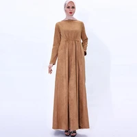 autumn and winter fashion muslim ramadan indonesian womens long skirt suede warm a line skirt ethnic islamic oman elegant dress