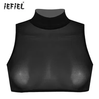 iefiel womens mesh see through sheer crop top dance festival rave outfits club wear round neck sleeveless crop tops erotic tanks