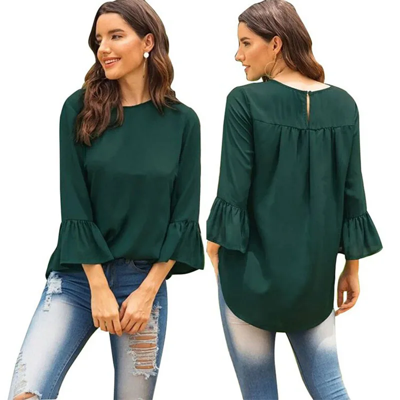 Новинка 2020 модная повседневная Однотонная футболка с круглым вырезом и