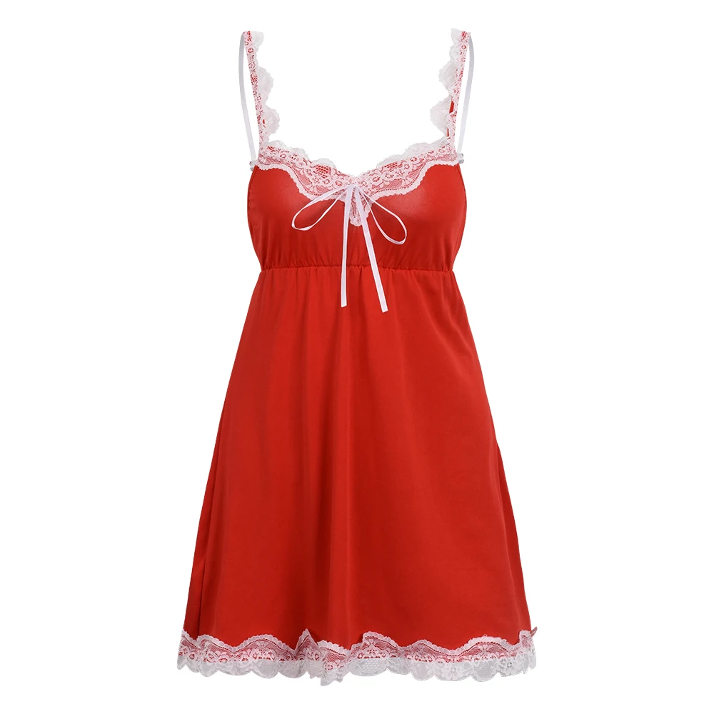 

Female Cotton Nightgown Lady Sexy Spaghetti Strap Night Dress Women Lace Spliced Nighties Sleeveless Sleepwear Nightwear D30