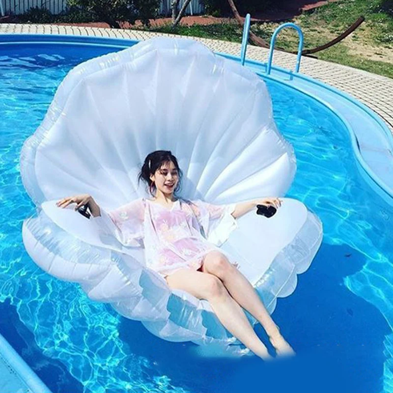 

Hot Swimming Pool Float Shell Shaped Inflatable Island Creative Summer Pool Raft Lounge for Adults Kids X85