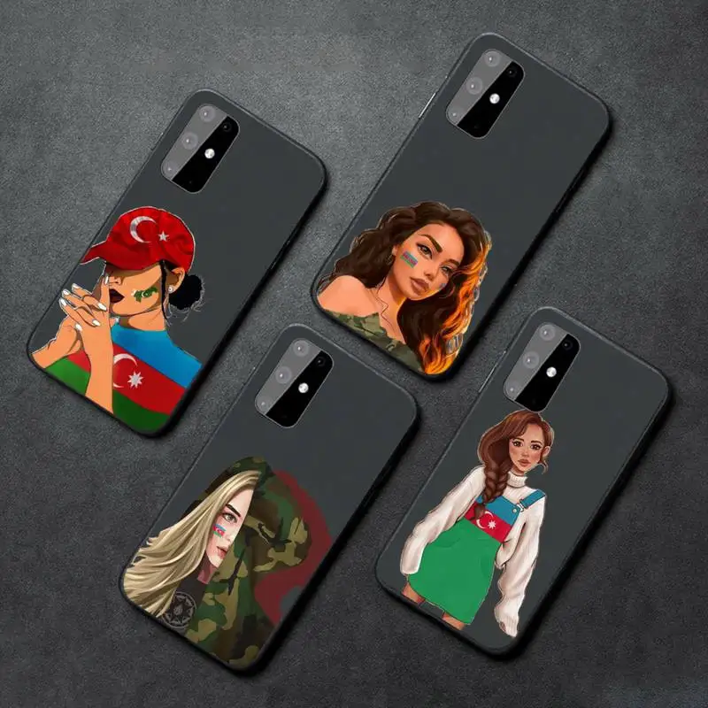 

Azerbaijan Flag girl Phone Case For Samsung A32 A51 A52 A71 A50 A12 A21S S10 S20 S21 Plus Fe Ultra
