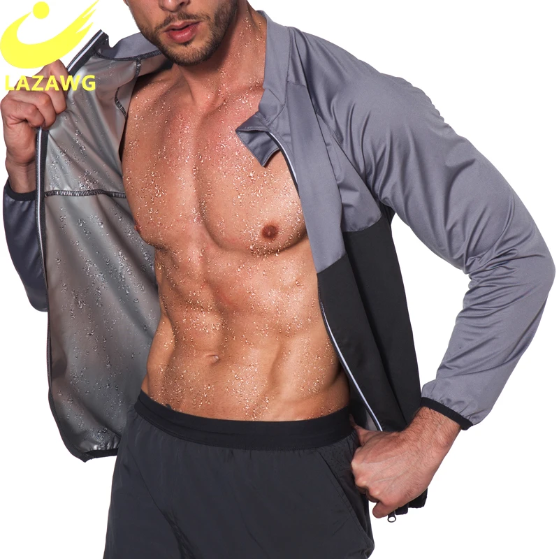 

LAZAWG Mens Sauna Shirt Waist Trainer Body Shaper Gym Clothing Slimming Shirt Weight Loss Corset Fitness Sweat Suit Shapewear