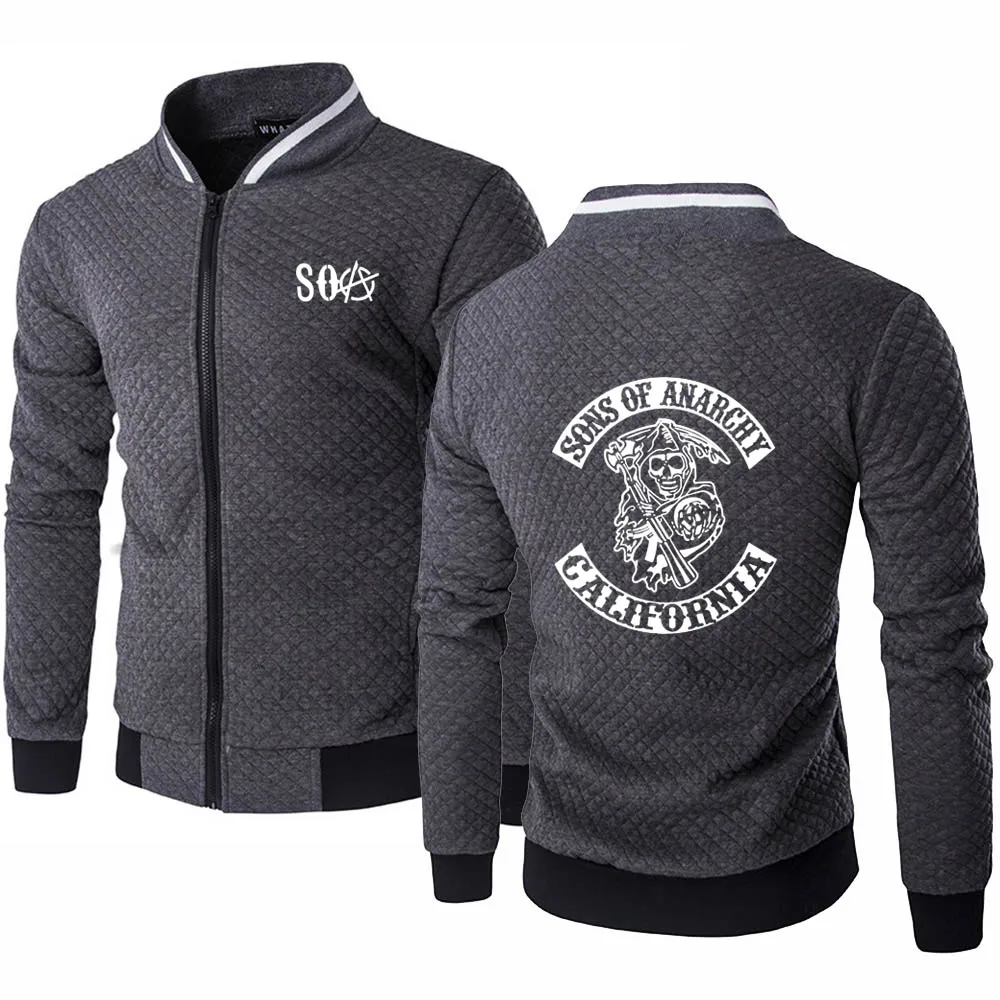 

High Quality Spring Autumn SOA Sons of anarchy jacket Zipper Mens Jacket Cotton Men's baseball jacket Sweatshirts 10