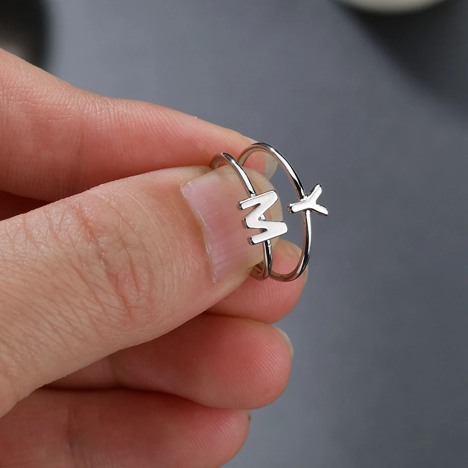 Модные кольца из нержавеющей стали 26 букв для женщин стразы открытые на палец