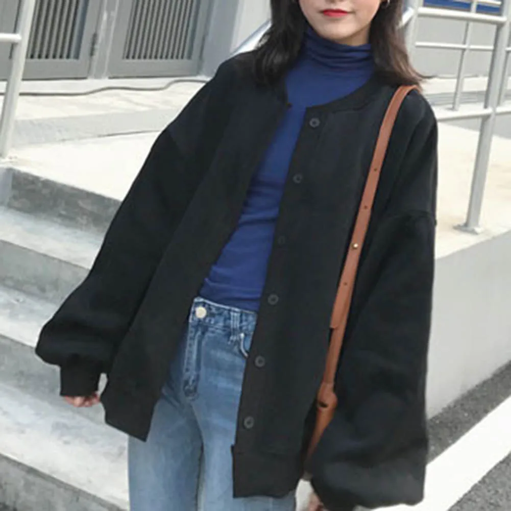 Модное осенне-зимнее женское повседневное свободное однотонное пальто на