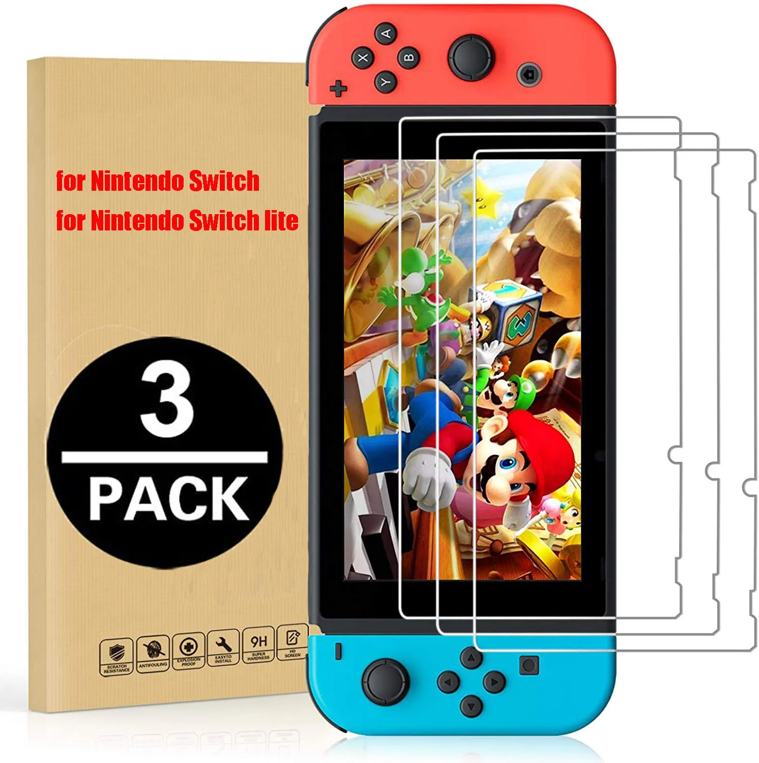 

3Pack for Nintendo Switch NS Tempered Glass Screen Protector 9H Hardness Glass for Nintendos Switch Lite Nintend Screen Film