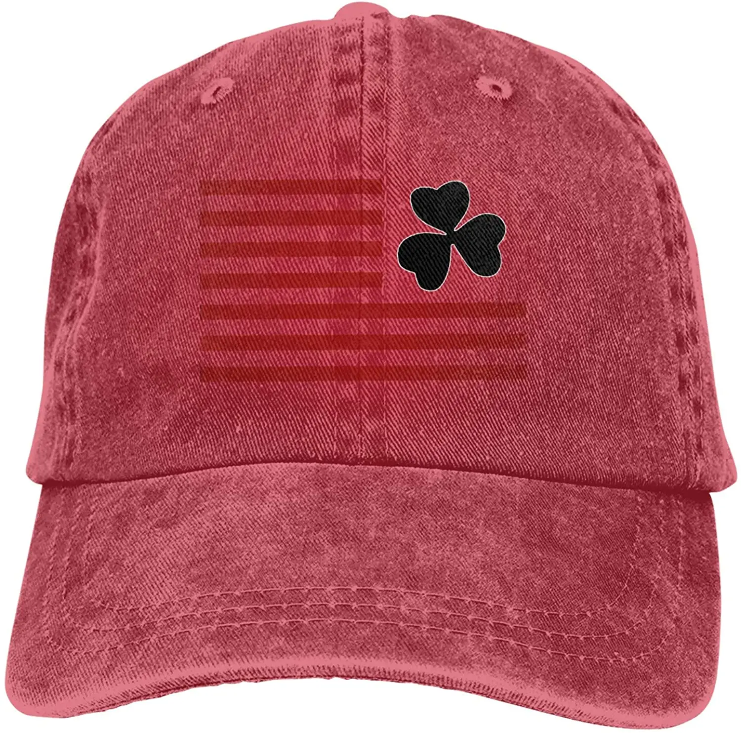 

Black American Flag Clover Sports Denim Cap Adjustable Unisex Plain Baseball Cowboy Snapback Hat