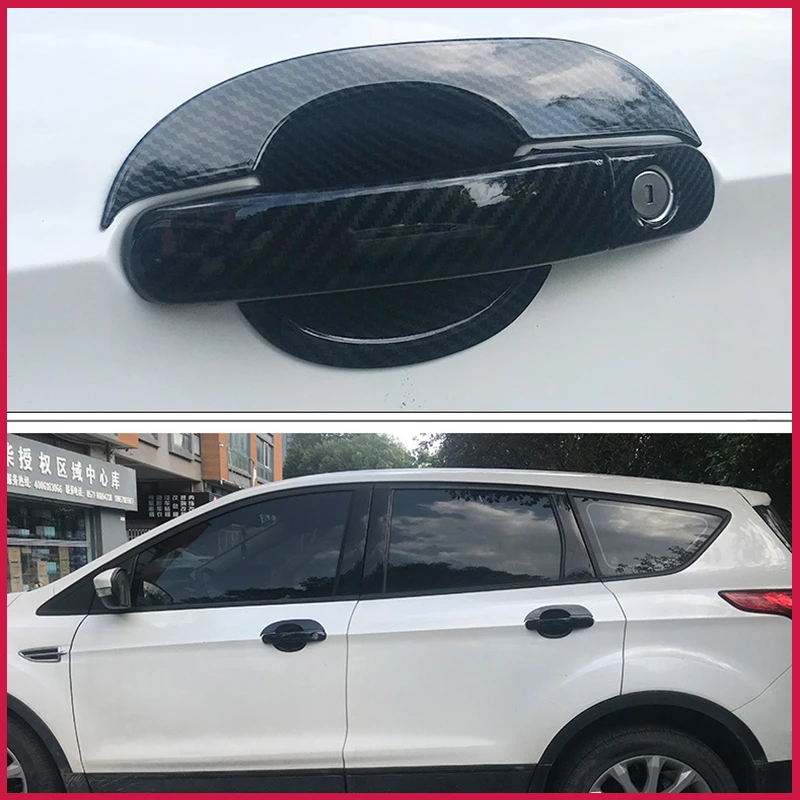 

Для Ford Escape Kuga 2013-2018 ABS углеродное волокно внешний вид дверная ручка Чаша крышка наклейка отделка молдинг автостайлинг автозапчасти