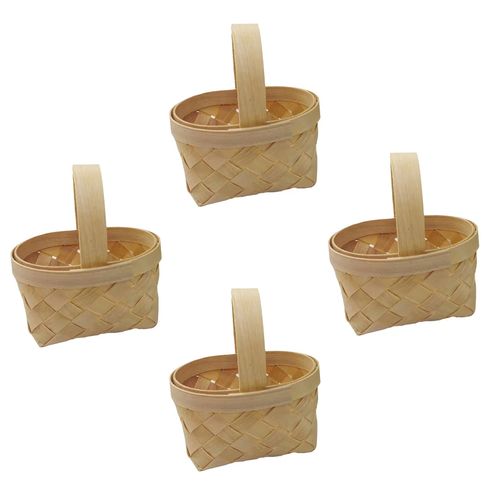 

4pcs Small Wedding Candy Baskets Wooden Baskets Mini Wooden Storage Baskets
