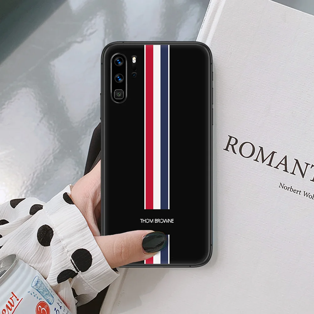 

Thom Luxury Fashion Brand Brown Phone Case For Huawei P Mate Smart 10 20 30 40 Lite Z 2019 Pro Black black Cell Silicone Funda