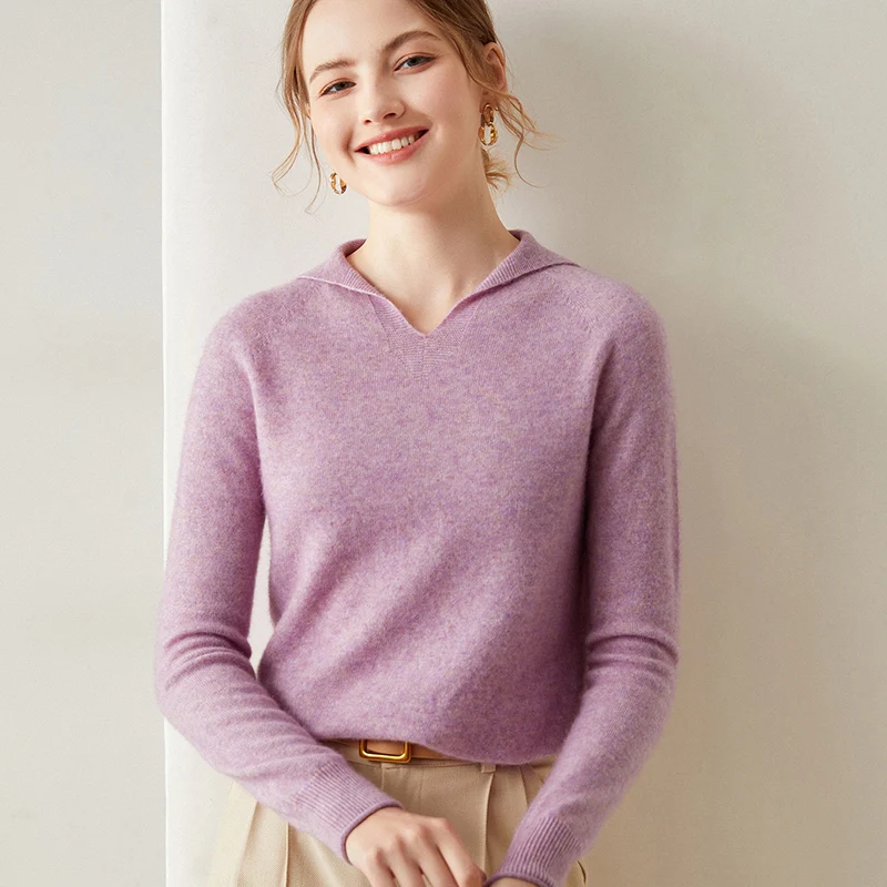 Sailor Neck Sweaters Women 100% Pure Cashmere Knitted Pullovers Hot Sale Best Quality Soft Warm Jumpers Female Clothes
