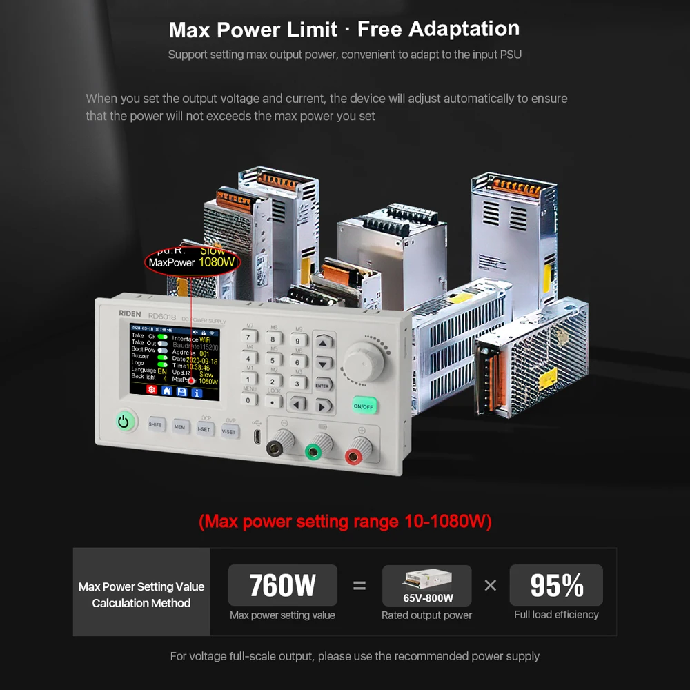 

RD6018 18A Constant-Voltage and Constant-Current Direct-current Power-Supply Module Keypad PC Software Control Voltmeter