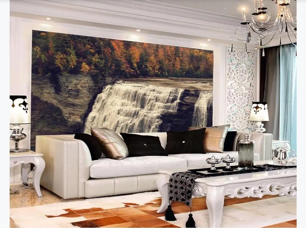 Современный минималистичный пейзаж водопада из джунглей на заказ любого размера