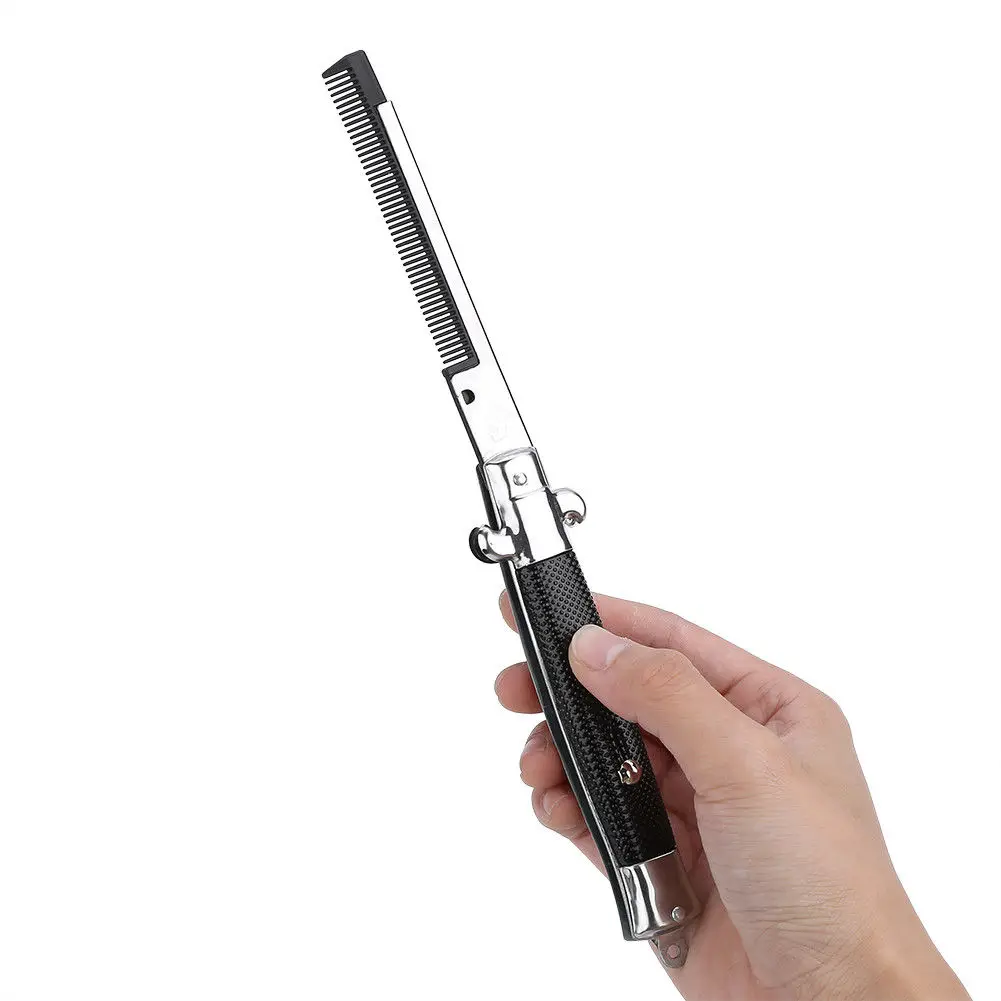 Портативный дорожный кнопочный Карманный металлический гребень для волос с