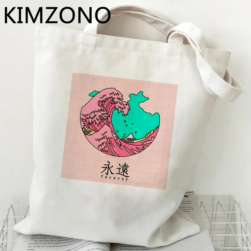 

Vaporwave the Great Wave shopping bag shopper handbag eco canvas recycle bag jute bag bag reusable ecobag boodschappentas