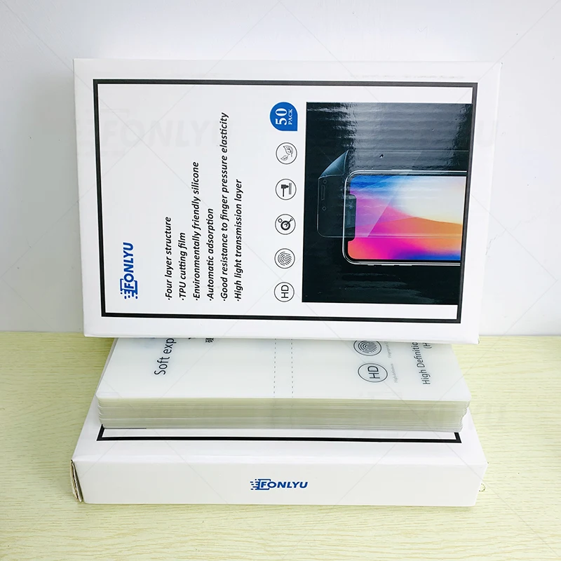 FONLYU-Pel&iacute;cula de hidrogel de recuperaci&oacute;n 3H, Compatible con m&aacute;quina de corte de pel&iacute;cula protectora de pantalla, corte de tel&eacute;fono, pel&iacute;cula frontal, 100 unids/lote-5