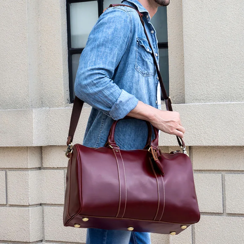 Дорожная сумка из натуральной кожи большой объем модная мужская и женская