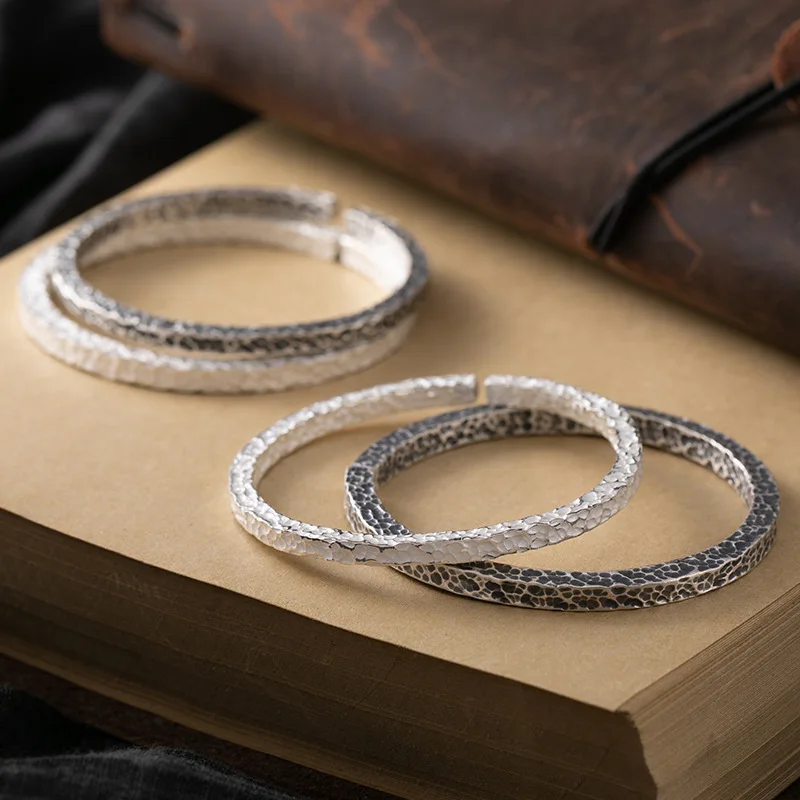 

★Браслет для влюбленных из чистого серебра 999 пробы, морской увядший камень, грязный мужской и женский браслет, серебряный браслет с открытой ногой, подарок