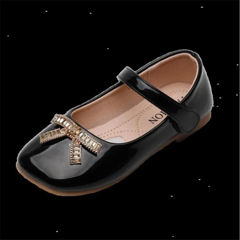 

New Princess Crystal Bow Shoes Girls Rhinestones Dress Party Dance Shoes Student Baby Toddler Comfortable Kids Leather Shoes