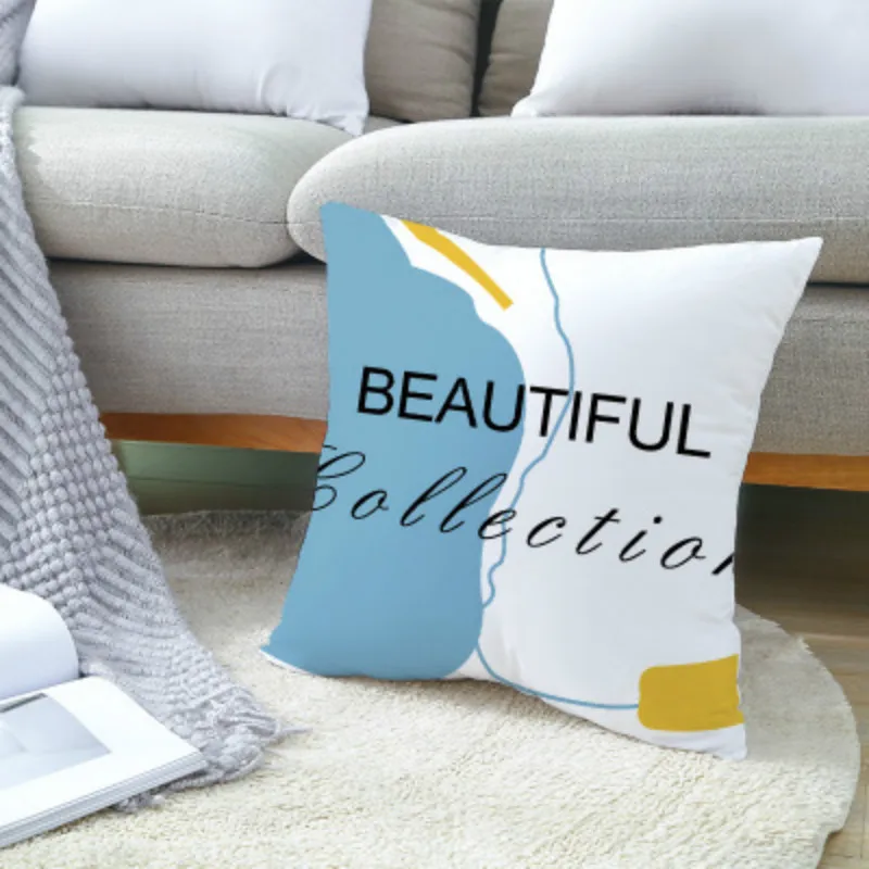 Скандинавские геометрические желтые синие наволочки для подушки декоративные