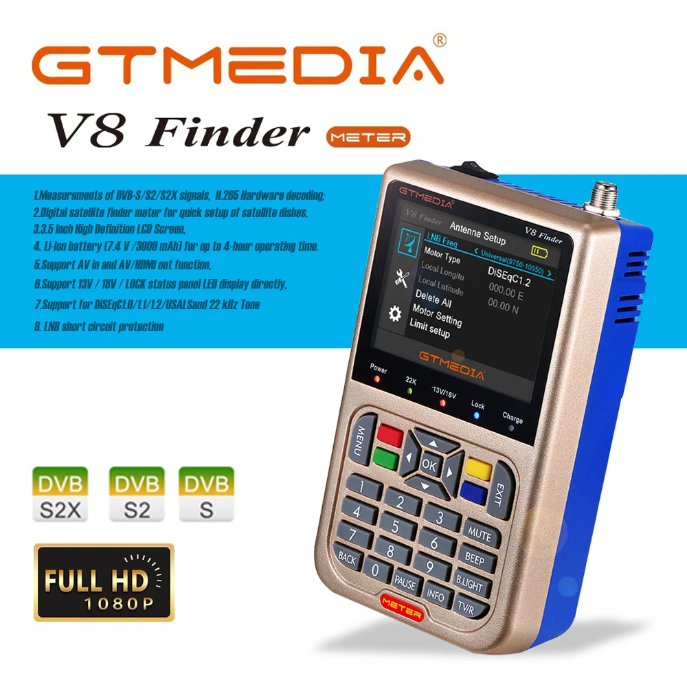 Счетчик Gtmedia v8 Finder Satfinder спутниковый локатор Satlink ЖК экран для Sat Dish TV LNB цифровой ТВ