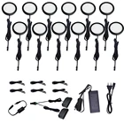 AIBOO, черная светодиодная круглая лампа для шкафа, 346812 дюйма, комплект для освещения столешницы, сенсорный диммер, переключатель для шкафа, кухни