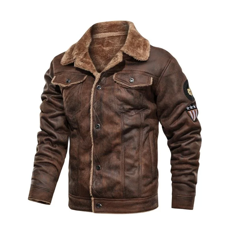

Retro new style suede leather jacket men's leather motorcycle jacket fur lining warm jacket winter velvet coat men's jackets